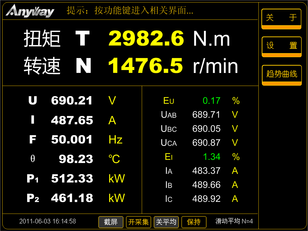 TN4000電子式水泵扭矩儀人機界面