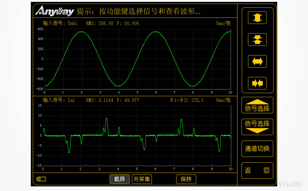 WP4000變頻功率分析儀記錄的變頻器輸入波形