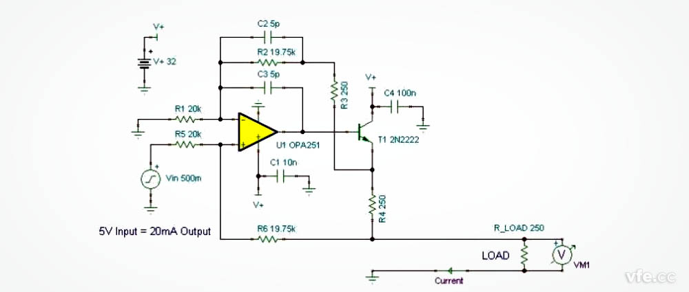 0-5V轉(zhuǎn)換為4-20mA電路原理圖