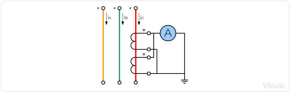 電流互感器原邊串聯(lián)、副邊并聯(lián)接線圖