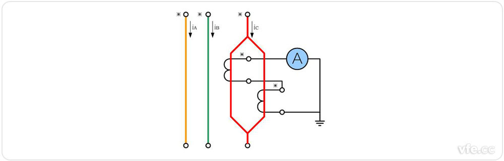 電流互感器原邊并聯(lián)、副邊串聯(lián)接線圖